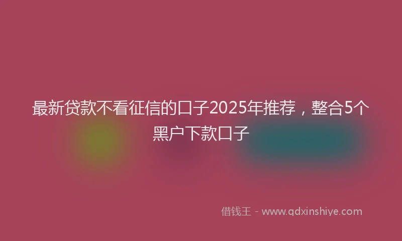 最新贷款不看征信的口子2025年推荐，整合5个黑户下款口子