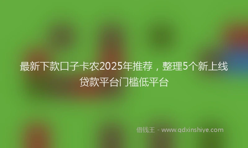 最新下款口子卡农2025年推荐，整理5个新上线贷款平台门槛低平台