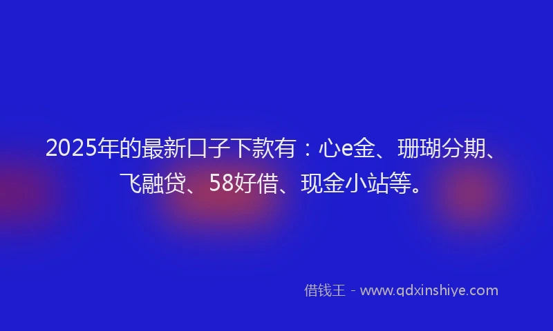 2025年的最新口子下款有：心e金、珊瑚分期、飞融贷、58好借、现金小站等。