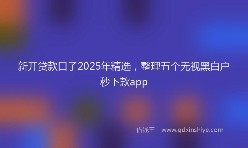 新开贷款口子2025年精选，整理五个无视黑白户秒下款app