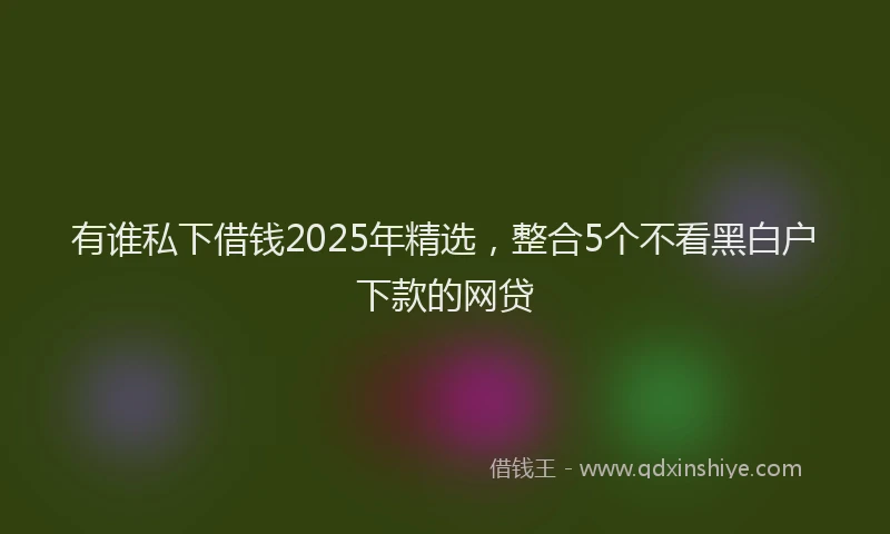 有谁私下借钱2025年精选，整合5个不看黑白户下款的网贷