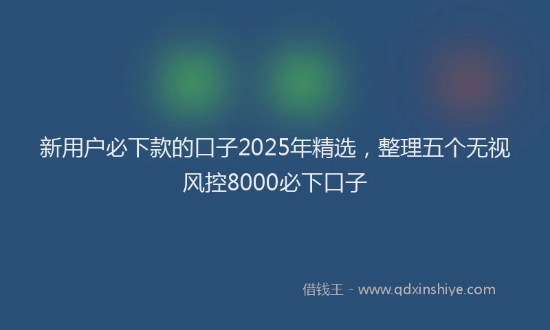 新用户必下款的口子2025年精选，整理五个无视风控8000必下口子