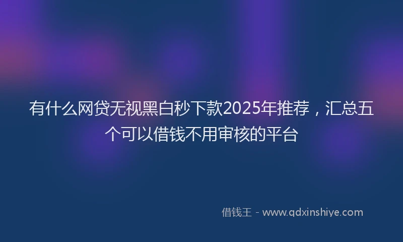 有什么网贷无视黑白秒下款2025年推荐，汇总五个可以借钱不用审核的平台