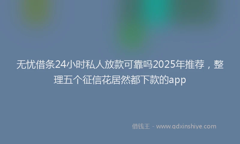 无忧借条24小时私人放款可靠吗2025年推荐，整理五个征信花居然都下款的app