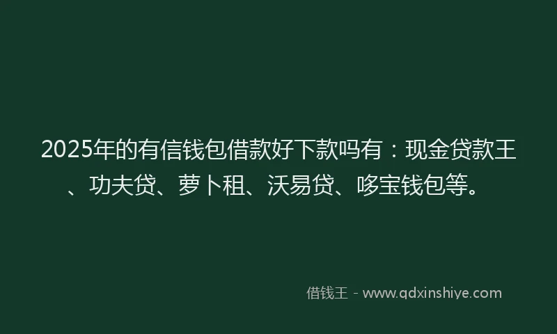 2025年的有信钱包借款好下款吗有：现金贷款王、功夫贷、萝卜租、沃易贷、哆宝钱包等。