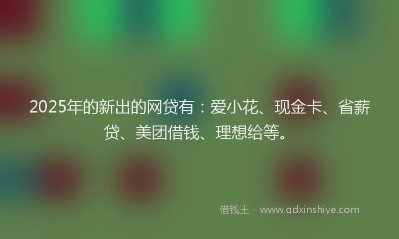 2025年的新出的网贷有：爱小花、现金卡、省薪贷、美团借钱、理想给等。