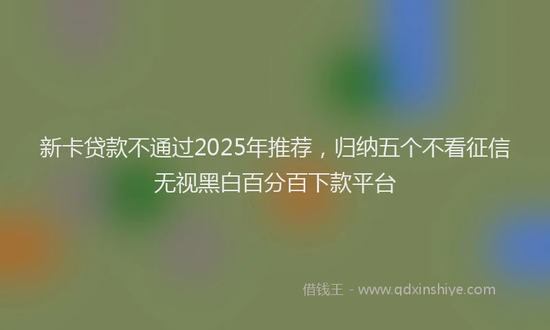 新卡贷款不通过2025年推荐，归纳五个不看征信无视黑白百分百下款平台