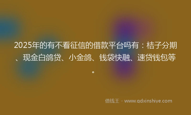 2025年的有不看征信的借款平台吗有：桔子分期、现金白鸽贷、小金鸽、钱袋快融、速贷钱包等。
