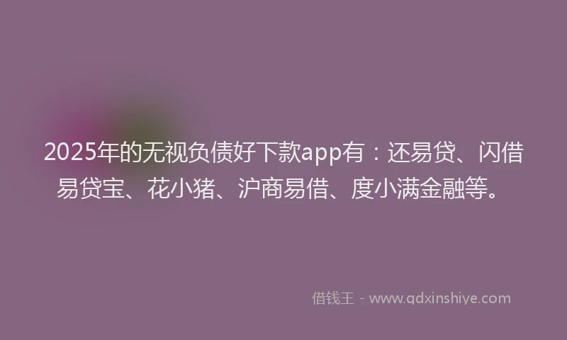 2025年的无视负债好下款app有：还易贷、闪借易贷宝、花小猪、沪商易借、度小满金融等。