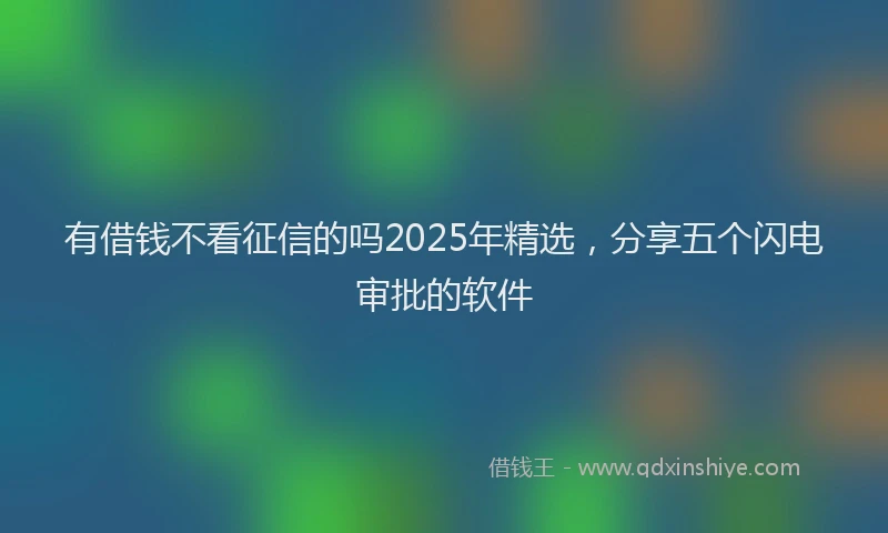 有借钱不看征信的吗2025年精选，分享五个闪电审批的软件