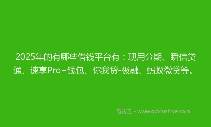 2025年的有哪些借钱平台有：现用分期、瞬信贷通、速享Pro+钱包、你我贷-极融、蚂蚁微贷等。