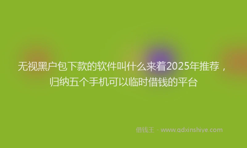 无视黑户包下款的软件叫什么来着2025年推荐，归纳五个手机可以临时借钱的平台
