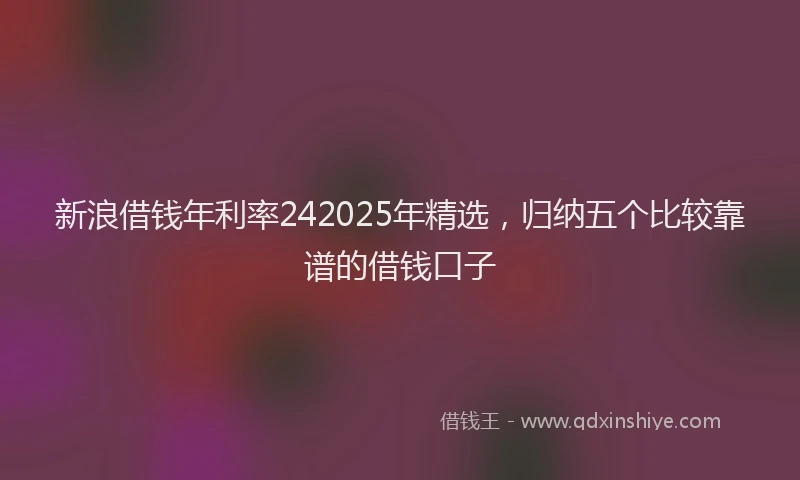 新浪借钱年利率242025年精选，归纳五个比较靠谱的借钱口子