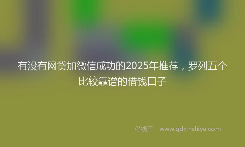 有没有网贷加微信成功的2025年推荐，罗列五个比较靠谱的借钱口子