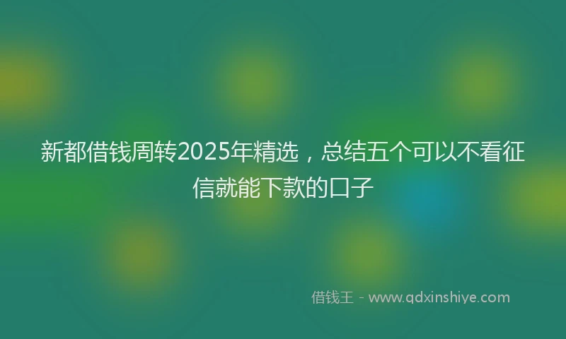 新都借钱周转2025年精选，总结五个可以不看征信就能下款的口子