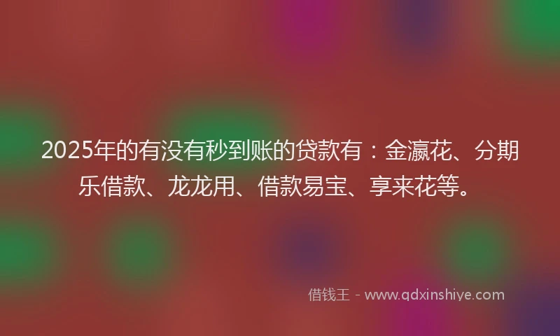 2025年的有没有秒到账的贷款有：金瀛花、分期乐借款、龙龙用、借款易宝、享来花等。