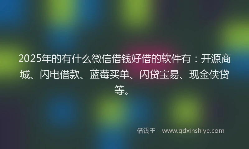 2025年的有什么微信借钱好借的软件有：开源商城、闪电借款、蓝莓买单、闪贷宝易、现金侠贷等。