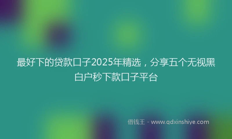 最好下的贷款口子2025年精选，分享五个无视黑白户秒下款口子平台
