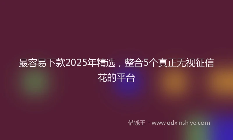 最容易下款2025年精选，整合5个真正无视征信花的平台