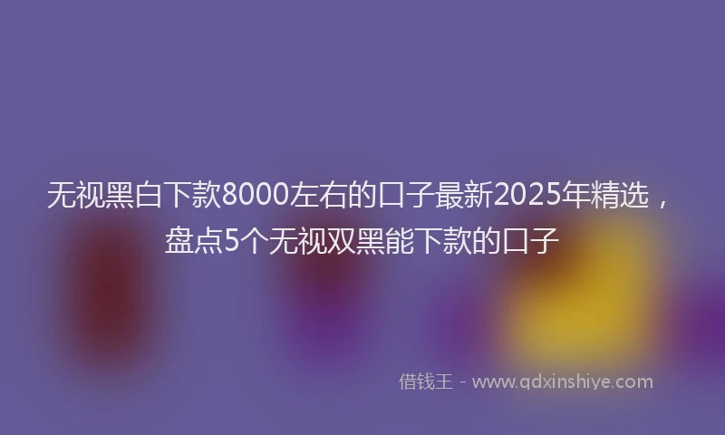 无视黑白下款8000左右的口子最新2025年精选，盘点5个无视双黑能下款的口子