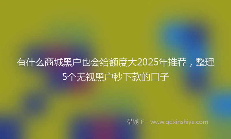 有什么商城黑户也会给额度大2025年推荐，整理5个无视黑户秒下款的口子