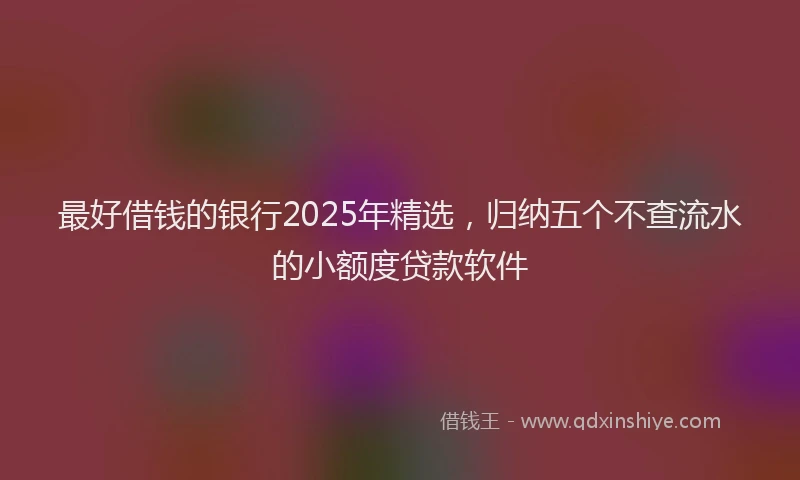 最好借钱的银行2025年精选，归纳五个不查流水的小额度贷款软件