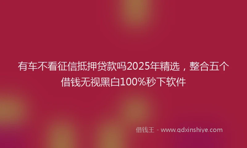 有车不看征信抵押贷款吗2025年精选，整合五个借钱无视黑白100%秒下软件