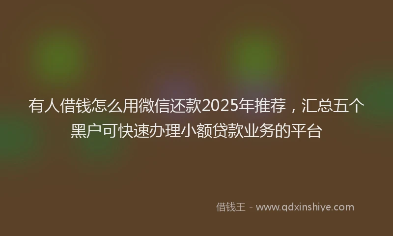 有人借钱怎么用微信还款2025年推荐，汇总五个黑户可快速办理小额贷款业务的平台