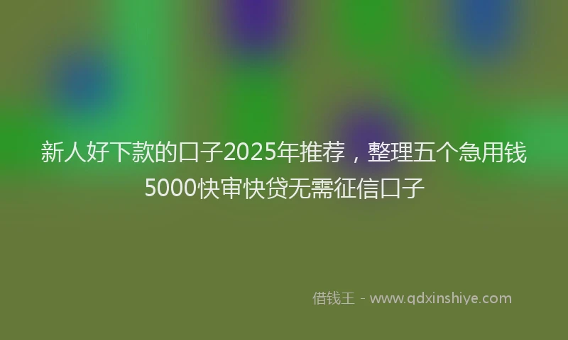 新人好下款的口子2025年推荐，整理五个急用钱5000快审快贷无需征信口子