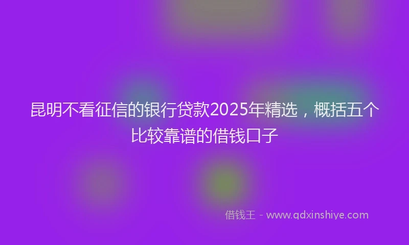 昆明不看征信的银行贷款2025年精选，概括五个比较靠谱的借钱口子