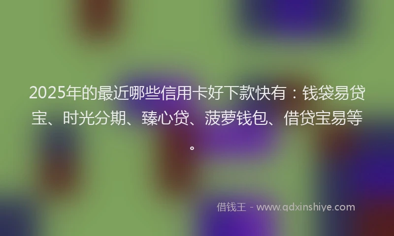 2025年的最近哪些信用卡好下款快有：钱袋易贷宝、时光分期、臻心贷、菠萝钱包、借贷宝易等。