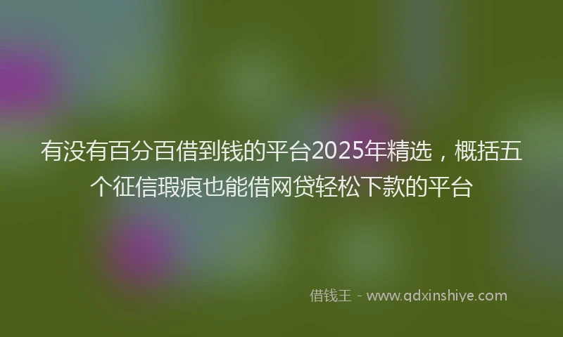有没有百分百借到钱的平台2025年精选，概括五个征信瑕疵也能借网贷轻松下款的平台
