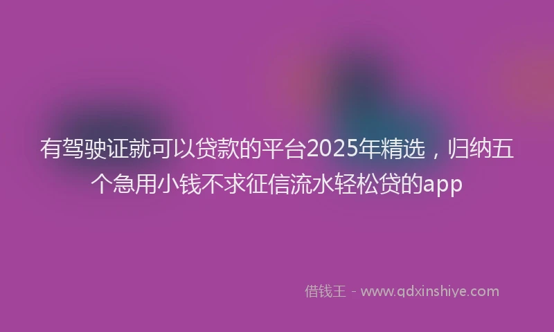 有驾驶证就可以贷款的平台2025年精选，归纳五个急用小钱不求征信流水轻松贷的app