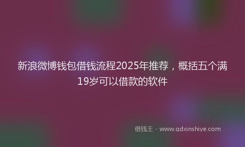 新浪微博钱包借钱流程2025年推荐，概括五个满19岁可以借款的软件