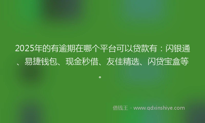 2025年的有逾期在哪个平台可以贷款有：闪银通、易捷钱包、现金秒借、友佳精选、闪贷宝盒等。