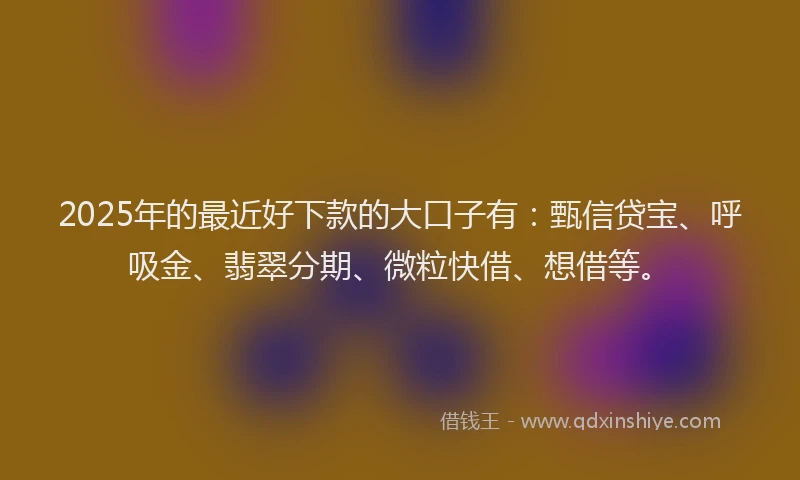2025年的最近好下款的大口子有：甄信贷宝、呼吸金、翡翠分期、微粒快借、想借等。