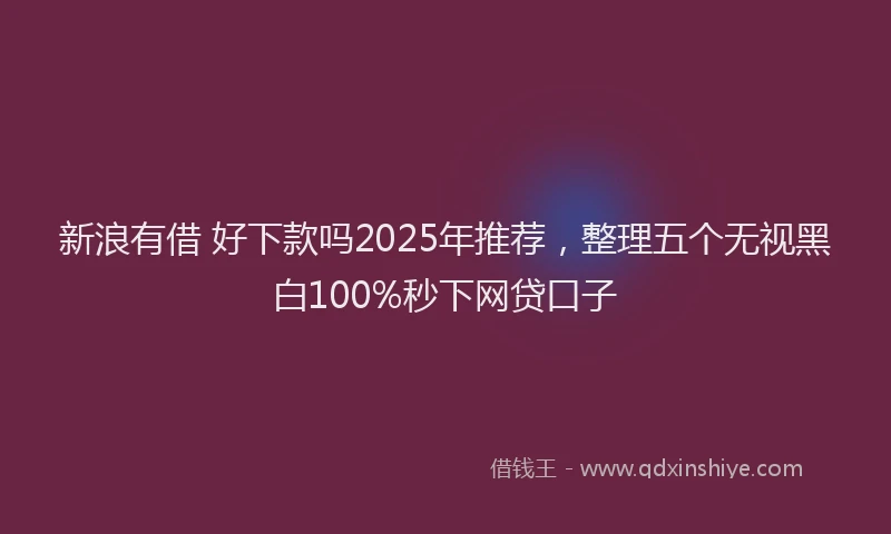 新浪有借 好下款吗2025年推荐，整理五个无视黑白100%秒下网贷口子