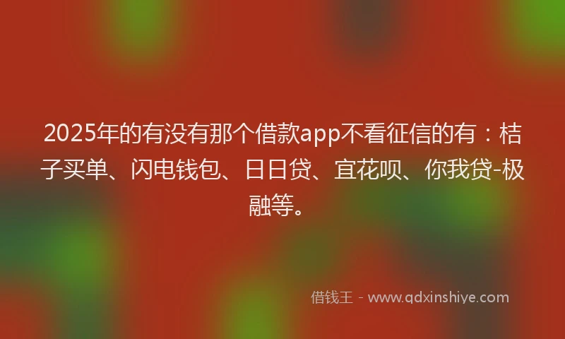 2025年的有没有那个借款app不看征信的有：桔子买单、闪电钱包、日日贷、宜花呗、你我贷-极融等。