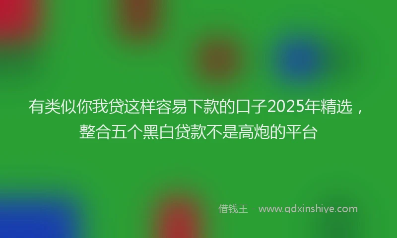 有类似你我贷这样容易下款的口子2025年精选，整合五个黑白贷款不是高炮的平台