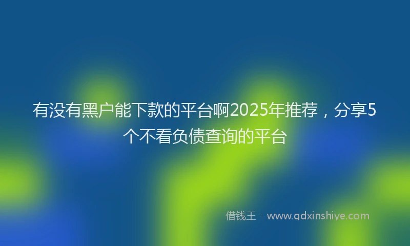有没有黑户能下款的平台啊2025年推荐，分享5个不看负债查询的平台
