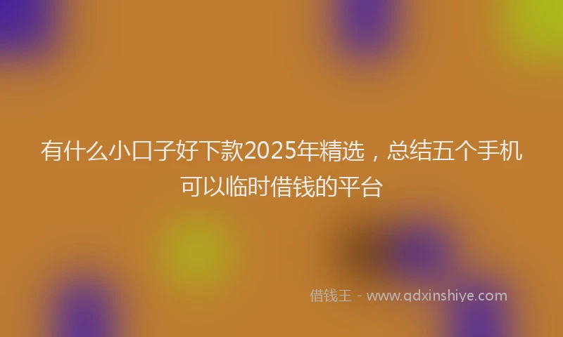 有什么小口子好下款2025年精选，总结五个手机可以临时借钱的平台
