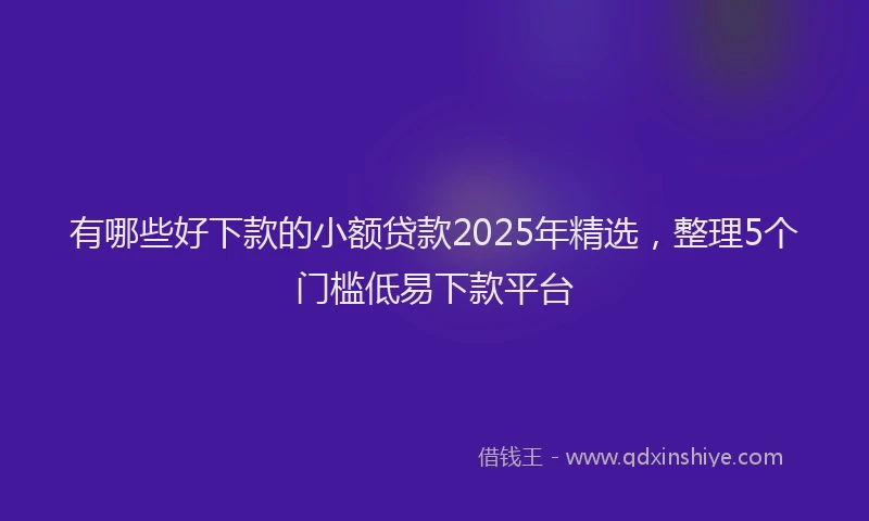 有哪些好下款的小额贷款2025年精选，整理5个门槛低易下款平台