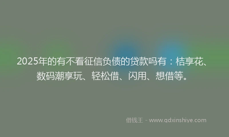 2025年的有不看征信负债的贷款吗有：桔享花、数码潮享玩、轻松借、闪用、想借等。