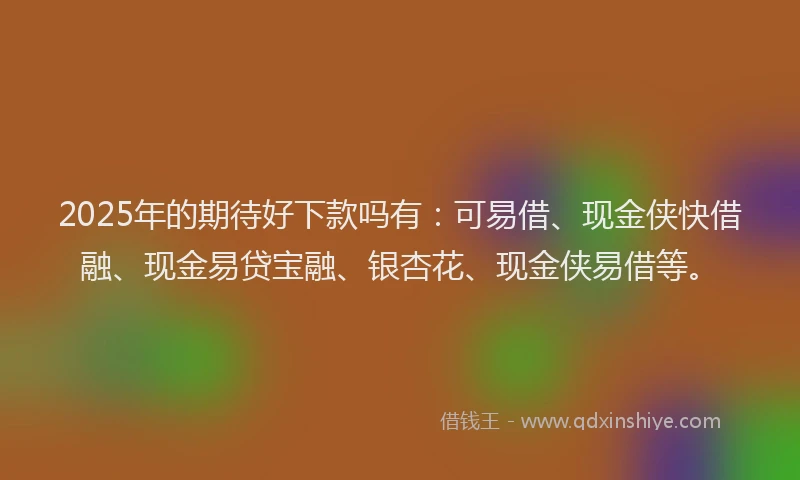 2025年的期待好下款吗有：可易借、现金侠快借融、现金易贷宝融、银杏花、现金侠易借等。