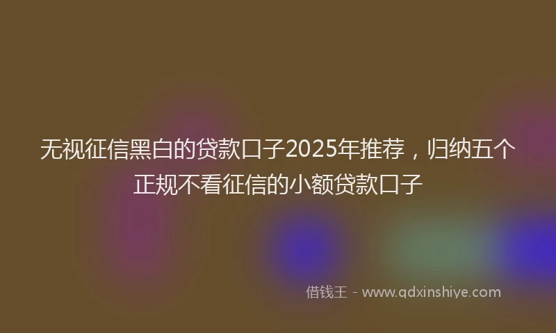 无视征信黑白的贷款口子2025年推荐，归纳五个正规不看征信的小额贷款口子