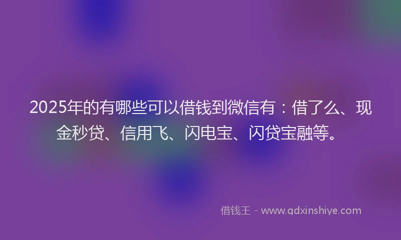 2025年的有哪些可以借钱到微信有：借了么、现金秒贷、信用飞、闪电宝、闪贷宝融等。