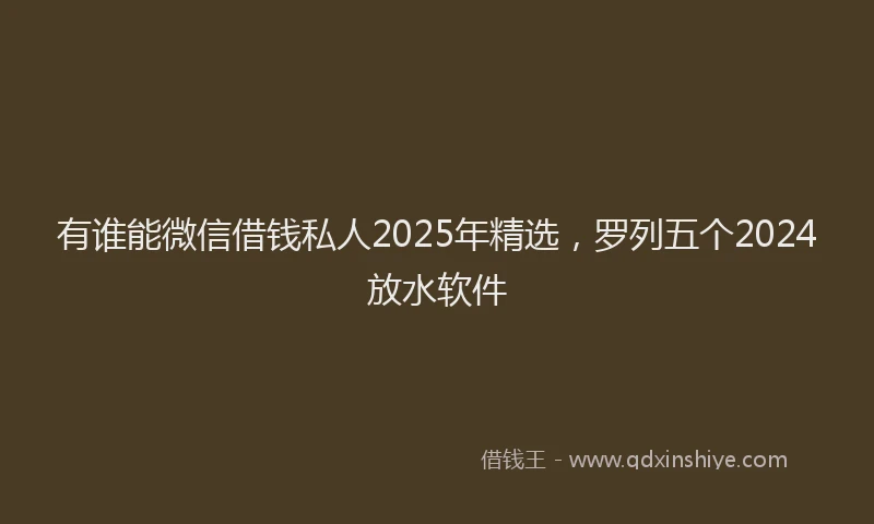 有谁能微信借钱私人2025年精选，罗列五个2024放水软件