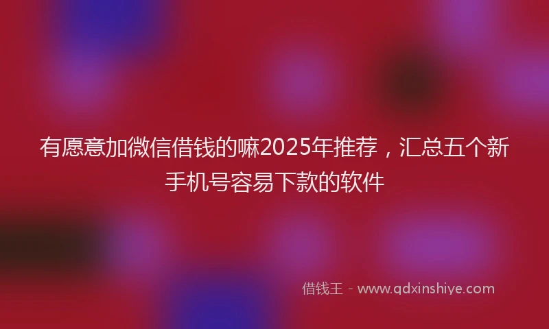 有愿意加微信借钱的嘛2025年推荐，汇总五个新手机号容易下款的软件