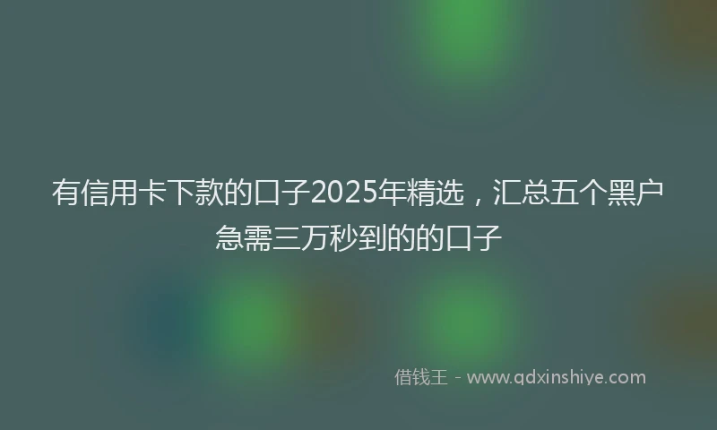 有信用卡下款的口子2025年精选，汇总五个黑户急需三万秒到的的口子