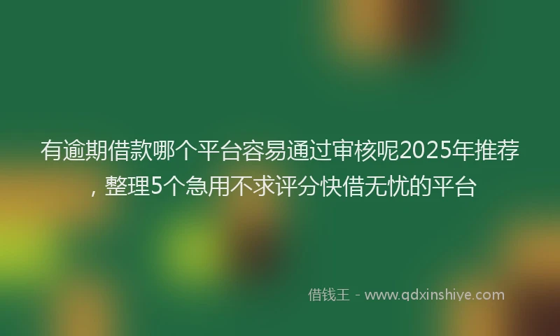 有逾期借款哪个平台容易通过审核呢2025年推荐，整理5个急用不求评分快借无忧的平台